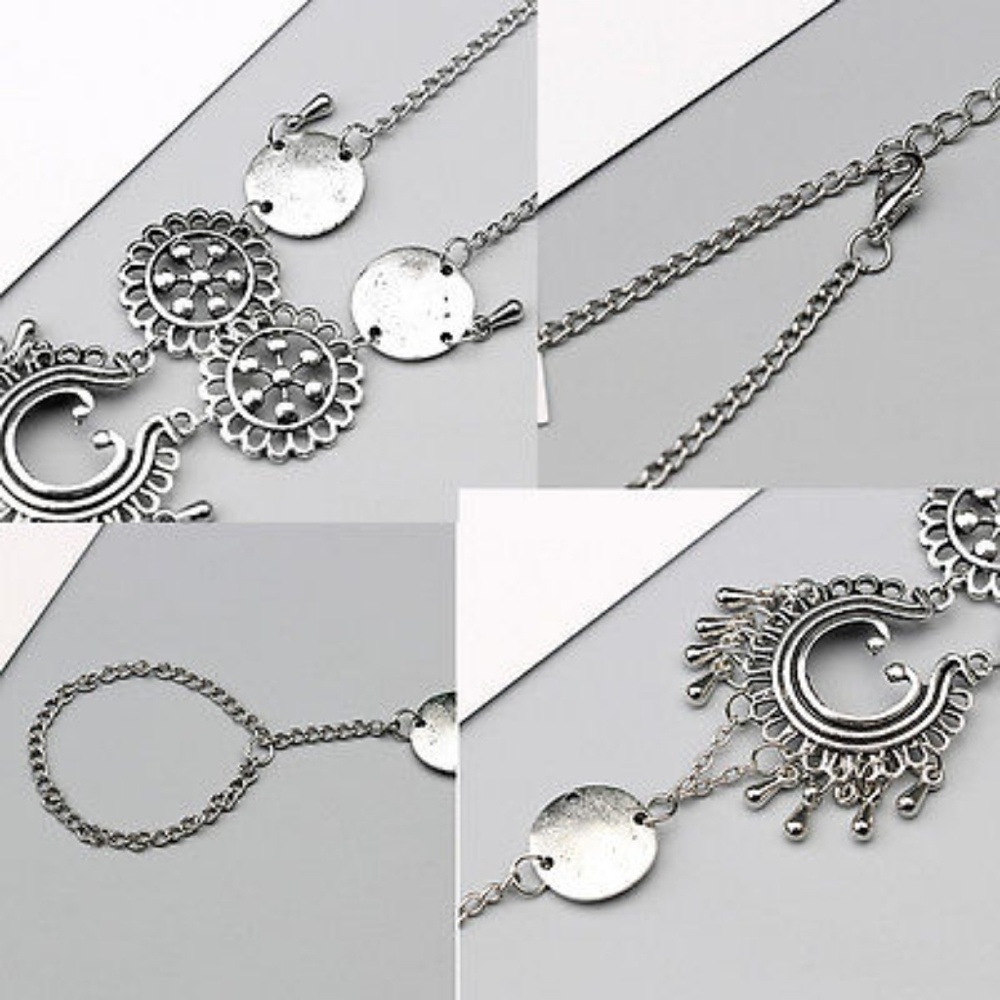 Pair of Bali Boho Silver Barefoot Sandal Anklets - Picture 3 of 5